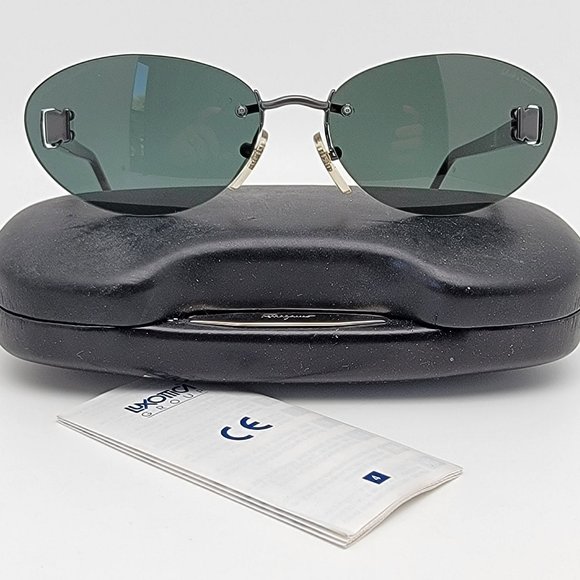 Salvatore Ferragamo 1014 512/71 Tortoise Frame Green Lens Rimless Sunglasses main image 7